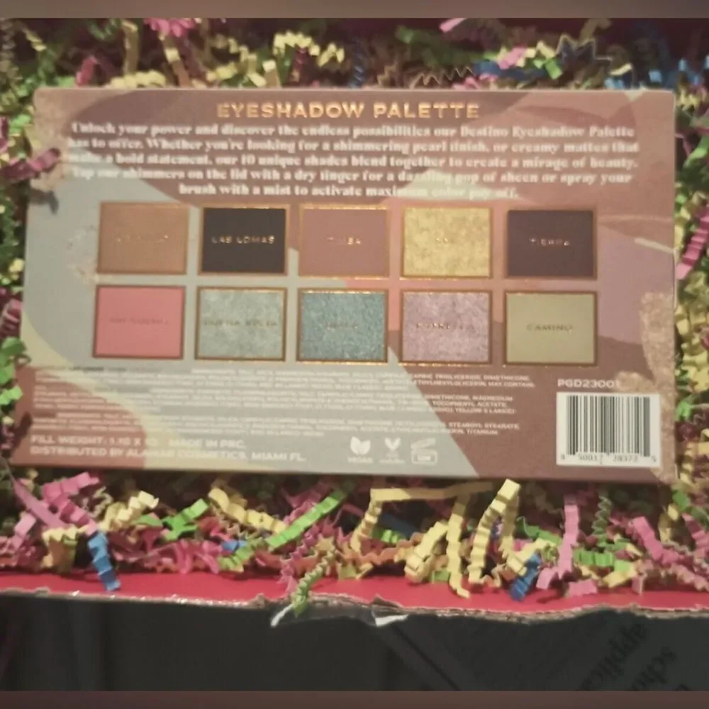 Alamar Destino Eyeshadow Palette 10 Shades Neutral Glam Makeup Full Size NEW